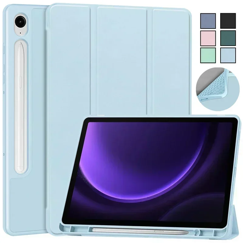 Pre samsung tab s9 fe puzdro s držiakom pera Trifold Leaver Soft Soft Stop Smart Cover pre Galaxy Tab S9 Fe 10,9 palca 2023 puzdro