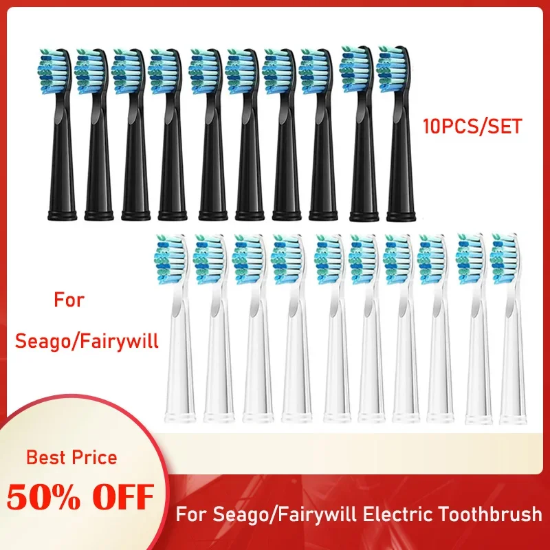 Pre Seago for Fairywill náhradné hlavy kefy elektrická zubná kefka hlava Dupont Bristle Brush Mäk