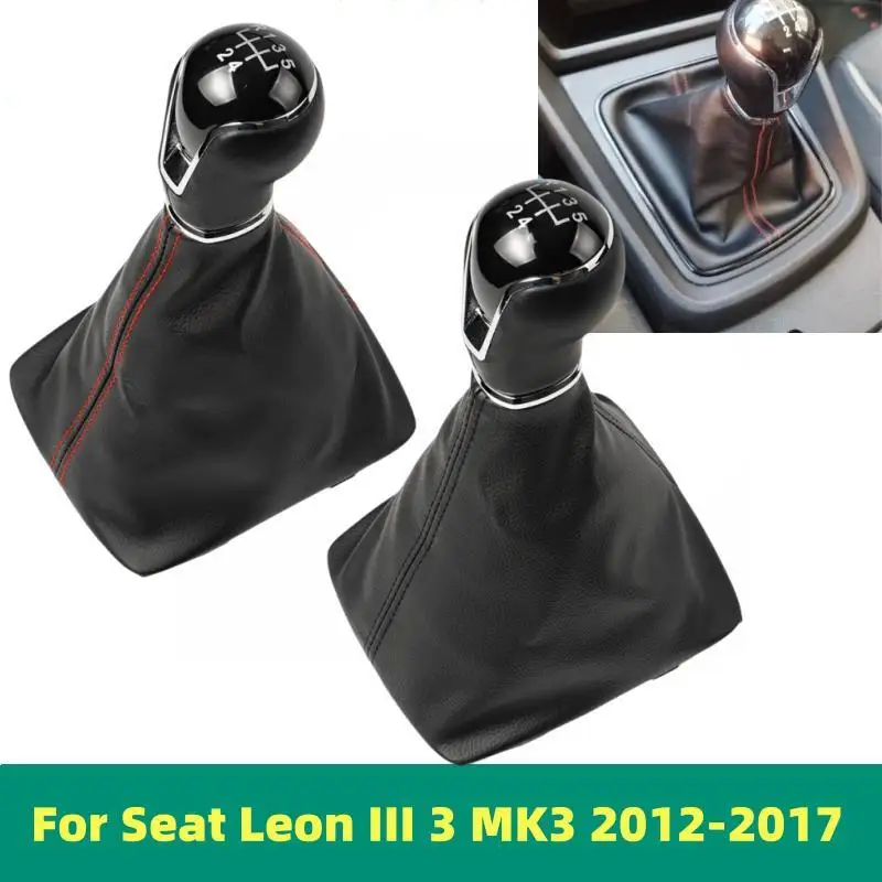 Pre sedadlo Leon III 3 MK3 2012-2020 5/6 Speed ​​Gear Shift Knob Gaiter Boot Cover Cover Case Case FCAR Styling Interiérové ​​príslušenstvo Výmena