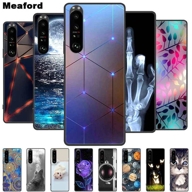 Pre Sony Xperia 1 III puzdro s nárazom nepriestrelný mäkký silikón TPU zadný kryt pre Sony Xperia 5 III / 10 III Pasy telefónov Xperia Ace II roztomilý
