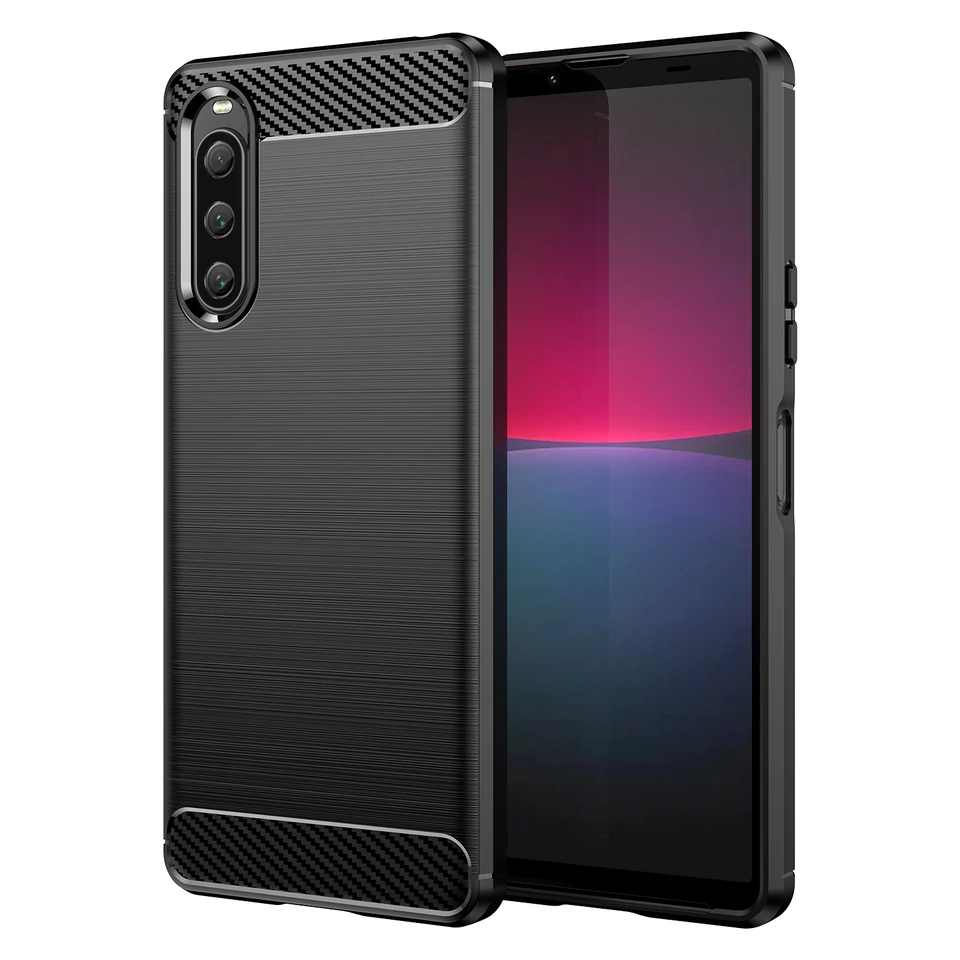 Pre Sony Xperia 10 V pokrýte ochranné puzdro na uhlíkové vlákna pre Xperia 1 V Xperia 5 IV