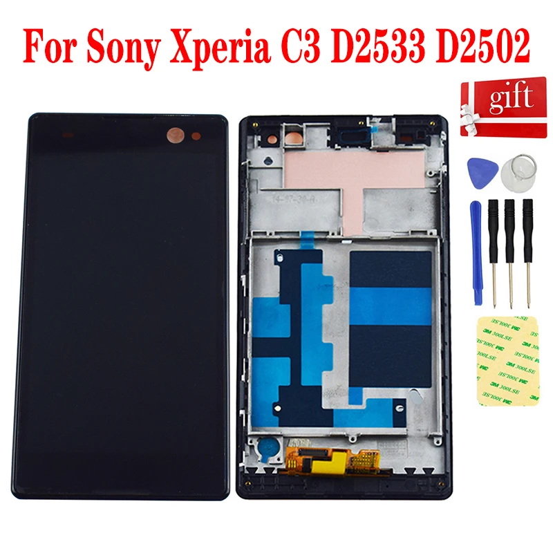 Pre Sony Xperia C3 LCD displej D2533 D2502 S55T S55U LCD DISPICK PANEL DIGITUROVÝ DIGITIZER SENZOR SENZOR S RÁM