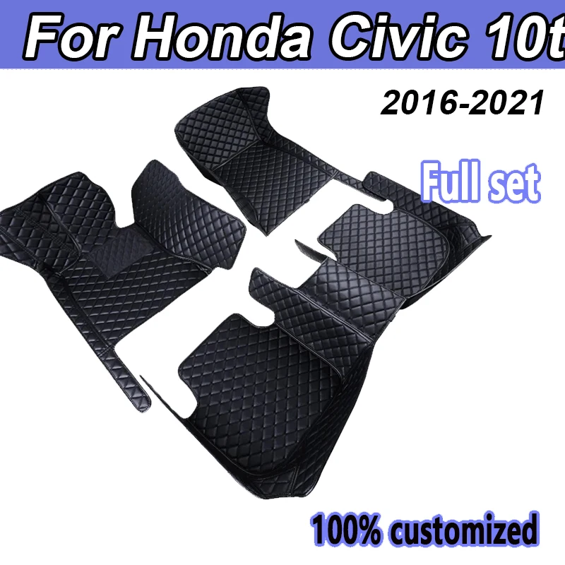 Pre spoločnosť Honda Civic 10. 2021 2020 2019 2018 2017 2016 CAR podlahové podlahy koberce auto interiérové ​​príslušenstvo pokrýva automobilové vozidlá