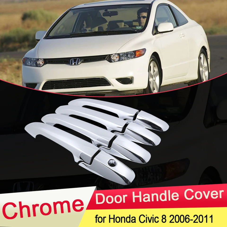 pre spoločnosť Honda Civic 8 2006 2007 2008 2009 2011 2011 2011 Luxusná chrómová rukoväť krupľový kryt Tink Catch Catch Coad Coaders Doplnky Ozdob