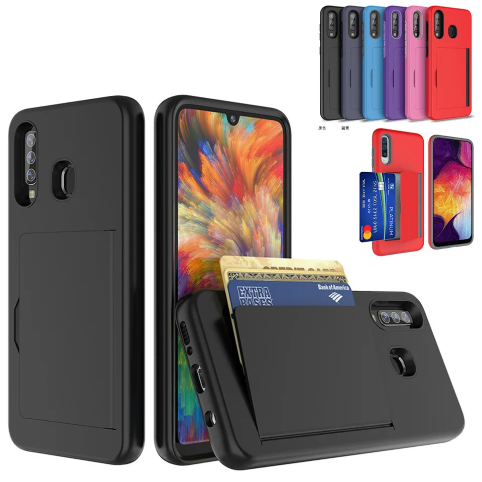 Pre spoločnosť Samsung Galaxy A50 A50 A30 A20 SM-A505FN/DS A305FN A205FN Candy Candy Armor Business Card Slot Slot pre S10 S20 Plus Funda