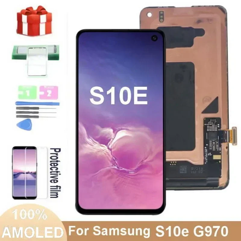 Pre spoločnosť Samsung Galaxy S10E G970FU G970F/DS G970U G970W SM-G9700 S10E LCD TONT DOPRAVA AMOLED DISPITS DISPITS