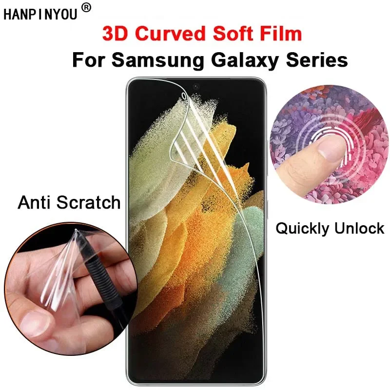 Pre spoločnosť Samsung Galaxy S21 S20 Ultra Note 20 S10 S8 Plus 3D zakrivená čistá mäkká úplná krycia filmová obrazovka chránič -NOT Temperované sklo