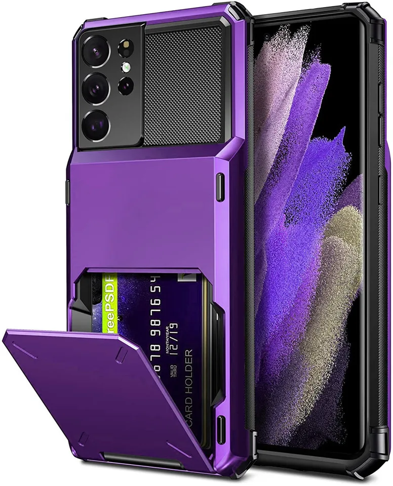 Pre spoločnosť Samsung Galaxy S21 Ultra S20 Fe S7 S8 S9 Plus Poznámka 20 10 9 8 A9 A7 2018 Cover Peňaženka 4-karta držiaka kreditnej karty Držiteľ kreditnej karty