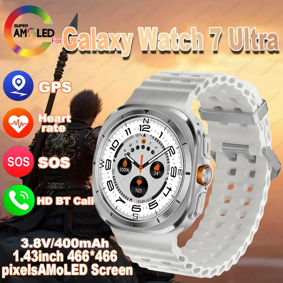 Pre spoločnosť Samsung Galaxy Watch 7 Ultra GPS Compass NFC Smart Watch Outdoor Sports Man Amoled BT Call IP68 Galaxy 6 Inovované smartwatch