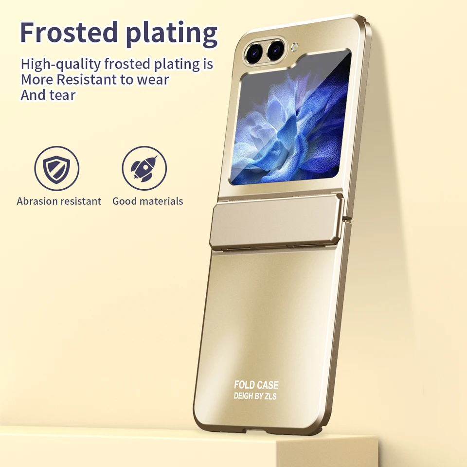 Pre spoločnosť Samsung Galaxy Z Flip 6 5 4 3 Prípad módnej pokožky Electroplating Matte skladací pánt