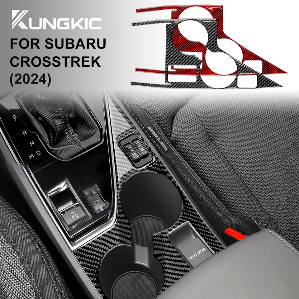 pre Subaru Crosstrek 2024 RHD LHD skutočné mäkké uhlíkové vlákno nálepka Centrálny ovládací pohár Panel Panel Panel Cover Cover Vnútor