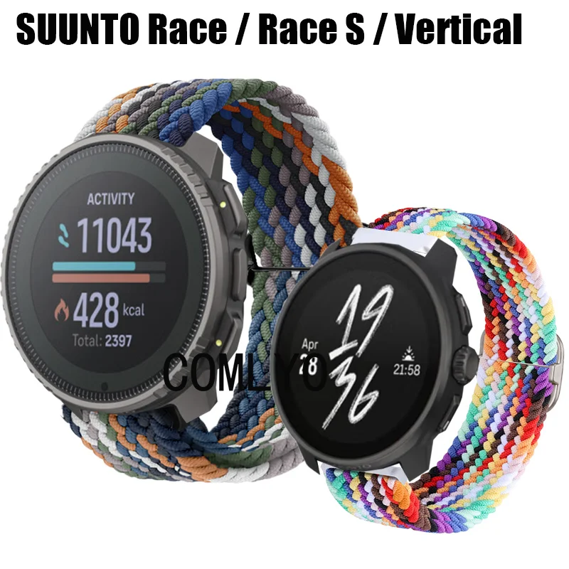 Pre Suunto Race / Race S / Vertikálne popruhy Ženy Men Band Nylon Smart Watch Belt Nastaviteľný mäkký náramok