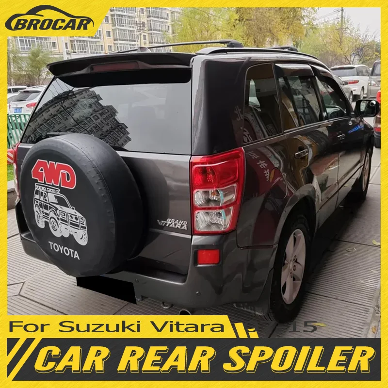 Pre Suzuki Grand Vitara Streler Spoiler 2007-2015 Vysoko kvalitný ABS plast plastový nenatretý lesk Čierny spojler kufra kufra kufra krídla