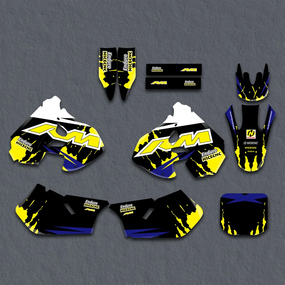 Pre Suzuki RM125 RM250 RM 125 RM 250 1999 2000 Motocyklová kapotáž grafiky na pozadí nálepky Prispôsobenie osobnosti