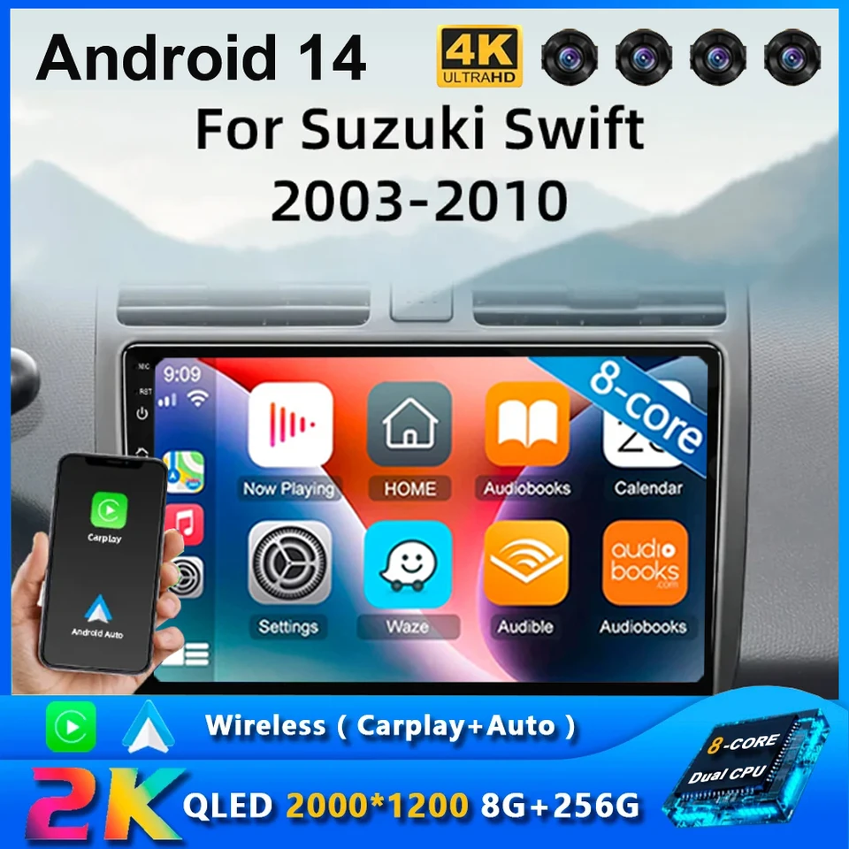 Pre Suzuki Swift 2003 2006 2007 2008 2009 2010 Car Android 14 Radio Multimedia Player 2Din Navigation GPS Video IPS 8 Core 4G
