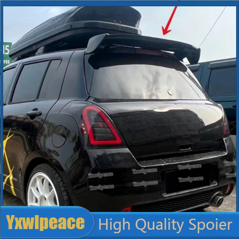 Pre Suzuki Swift Spoiler 2008-2015 Vysoko kvalitný ABS plast plastový nenatretý farebný zadný strešný spojler krídla Trunk Lip Car Absence