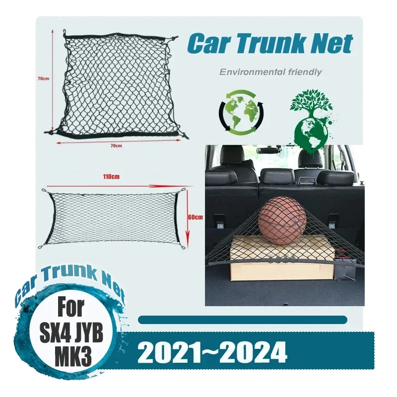 Pre Suzuki SX4 S-Cross MK3 2021 2022 2022 2024 Kmeň automobil s kmeňom zadný zadný kufre Organizátor Elastic String Luggage Mesh Car Acorie