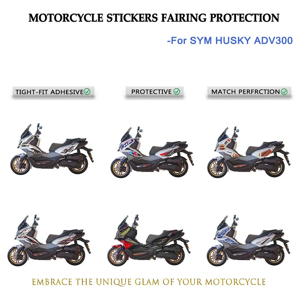 Pre Sym Husky Adv300 Adv 300 2022 2023- Stiapky motocyklových vozidiel kapotáž nálepky na nálepky Ochranné nálepky Dekorácie