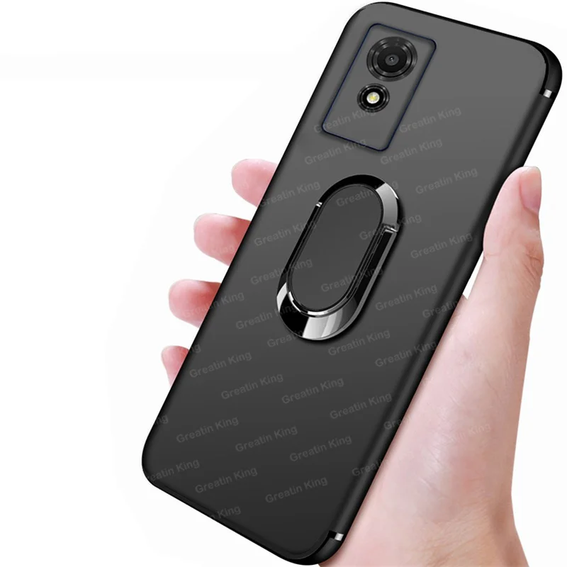 Pre TCL 501 T433D T433E / TCL 50 5G Pobretia telefónu Magnetický kovový kovový držiak prstenca Soft TPU Puzdro TPU