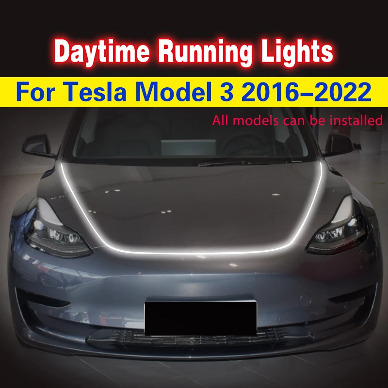 Pre Tesla Model 3 2016-2022 DRL 12V Automobil LED LED DENNE RUNGING LIGHT LIGHT FOG Svettlová vodotesná dekoratívna okolitá lampa 1ks