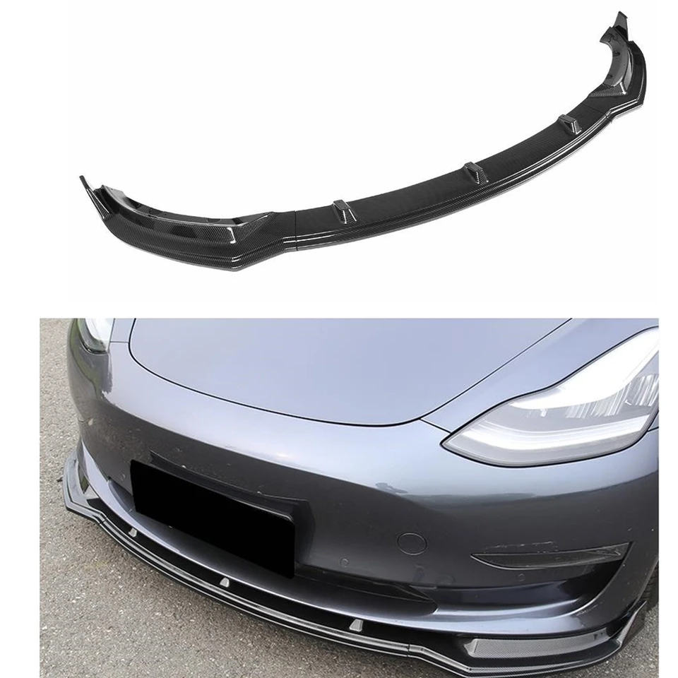 Pre Tesla Model 3 2017 2018 2019 2020 2021 2022 2023 Sedan 4-dverový predný nárazník Spoiler Lip Look/Gloss Black Black