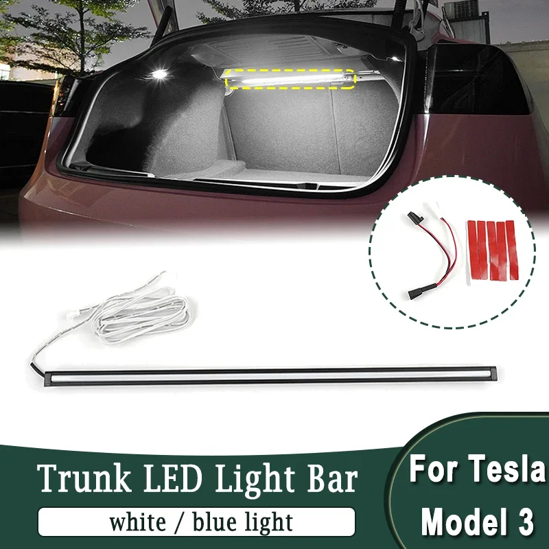 Pre Tesla Model 3 2019-2022 LED Zadný kmeň Svetelný pruh Svetlo 12V trubicová lampa Intelligent Boot Interné osvetlenie biele svetlo