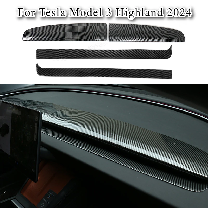 Pre Tesla Model 3 Highland 2024 Dashboard Panel Panel ABS prístrojový panel Decanrative Frame Shop Shop Cover Tinker Sticker Auto Príslušenstvo