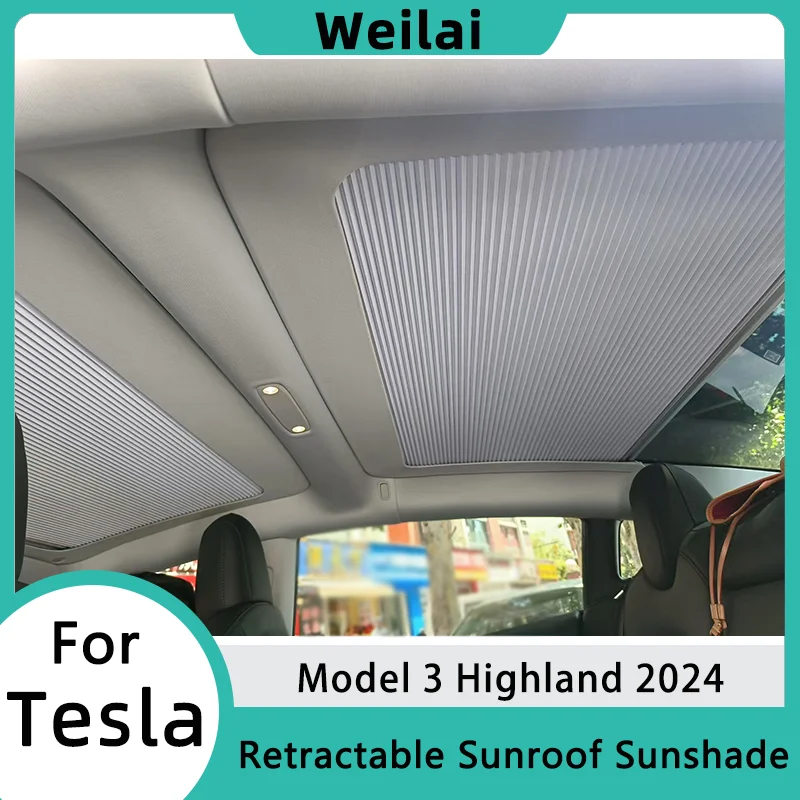 Pre Tesla Model 3 Highland 2024 Sunshade Glass Roof Zalubateľná slnečná slnečná slnečná slnečná schéma Modifikácia vozidla Vnútorná úprava
