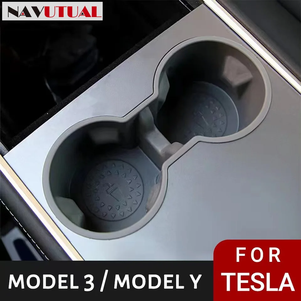 Pre Tesla Model 3 Model Y 2021-2023 Šedá čierna vodná pohár držiaka Storage Box Console Pohár držiaka držiaka vložka