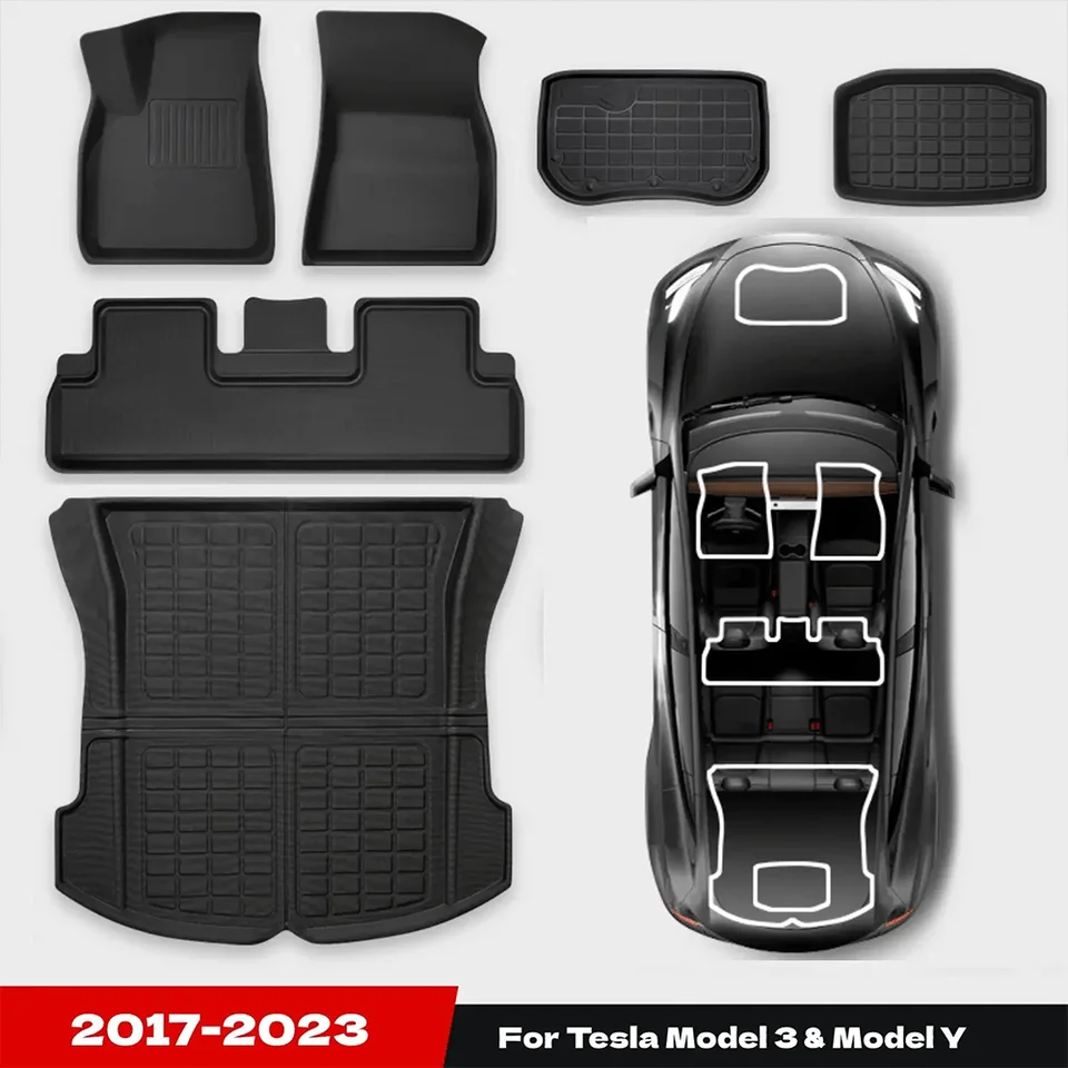 Pre Tesla Model 3 Model Y Podlahová rohož batožinová rohož na ľavú ruku 2017-2023 Zľava pravý kormidlo 4 sezóny vodotesná 3D podlahová vložka