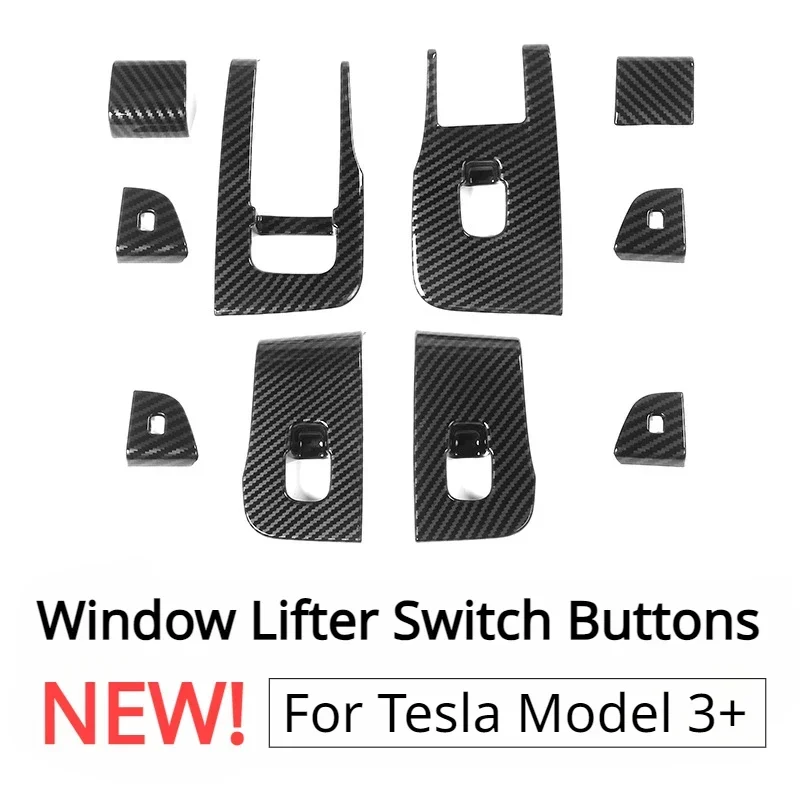 Pre Tesla Model 3+ okenné spínacie tlačidlá na spínač vozidla Otvorené kľučky Cover Cover Sticker LHD Nový model3 Highland 2024 Príslušenstvo automobilu
