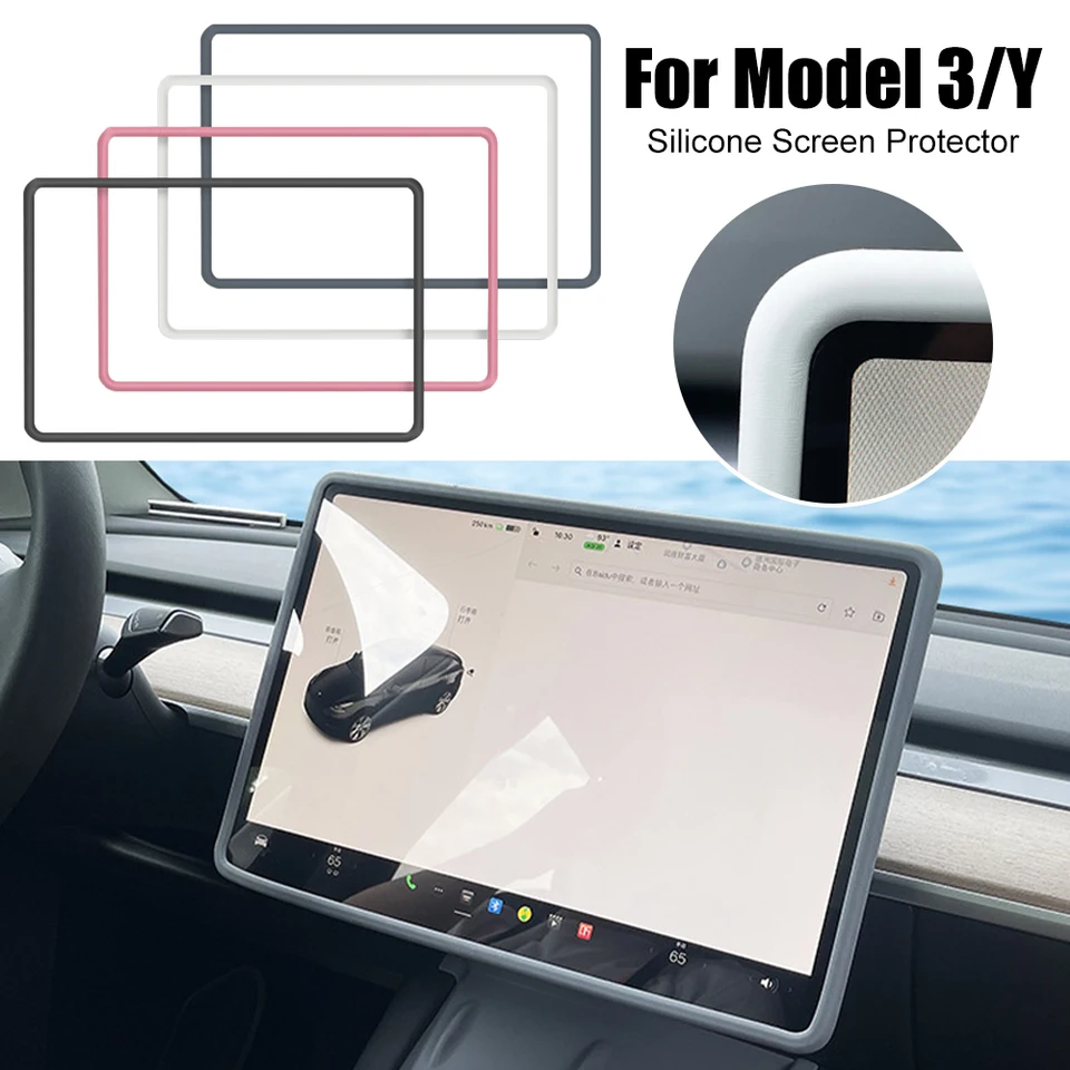 Pre Tesla Model 3 y Silikónový obklad Orechovacia chránič krytu Cover Center Console Navigation Screen Screen Case Case Case Decoration Strip Strip