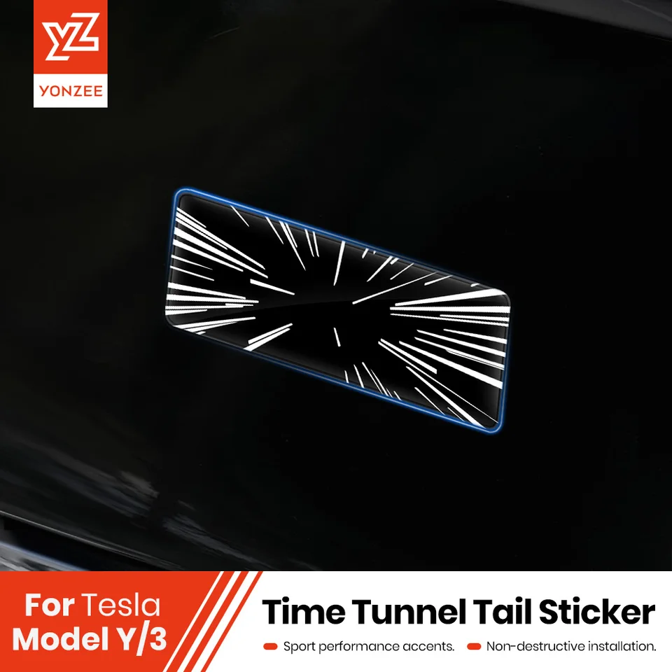 Pre Tesla Model 3/Y Tail Marker Sticker - Vzor časového tunela, ekologická živicová odkvapkávanie, vodotesný materiál