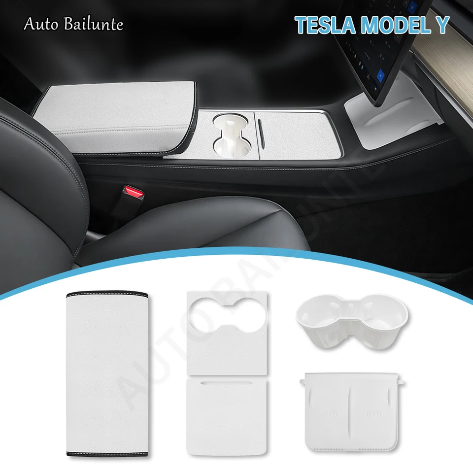 Pre Tesla Model Y 2019-2023 Storage Box Center Console Wireless nabíjanie Matk na lakťové lakťové opierky skryté škatuľky Držiak na interiérové ​​príslušenstvo