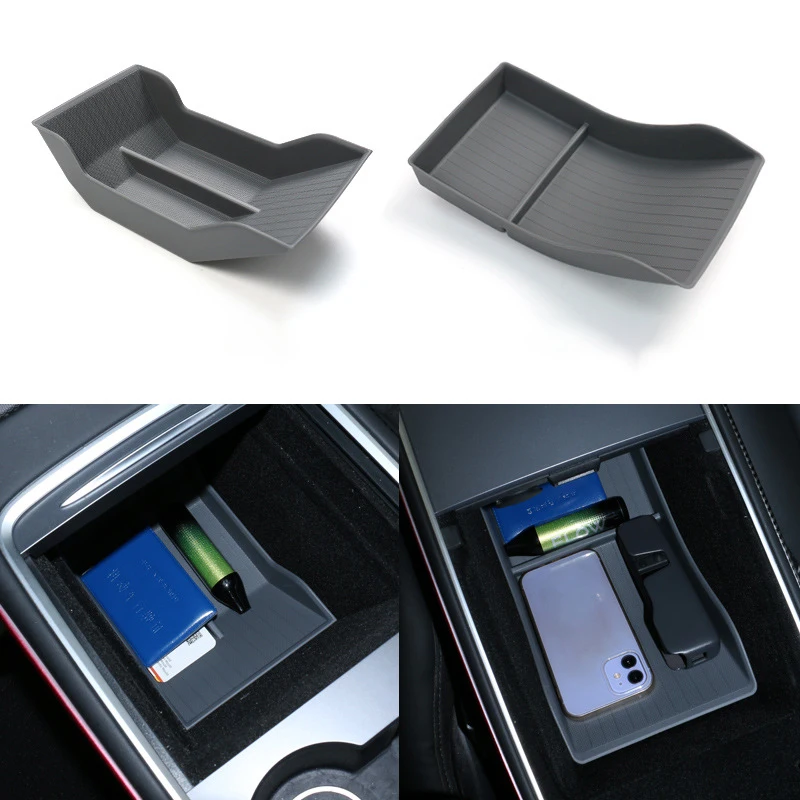 Pre Tesla Model Y 3 2021 2022 2023 Centrum Console Storage Box Centrálna lakťová opierka Organizátor zásobník Interiérové ​​príslušenstvo Organizátor