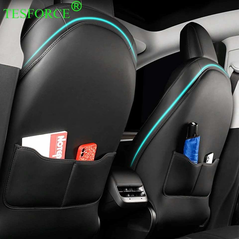 Pre Tesla Model Y/3 sedadlá Kick Rats Half/Full Covers Automatické sedadlá Chrániče Anti -Kick Pad Sedadlá kožené vankúšové vrecko s vreckom