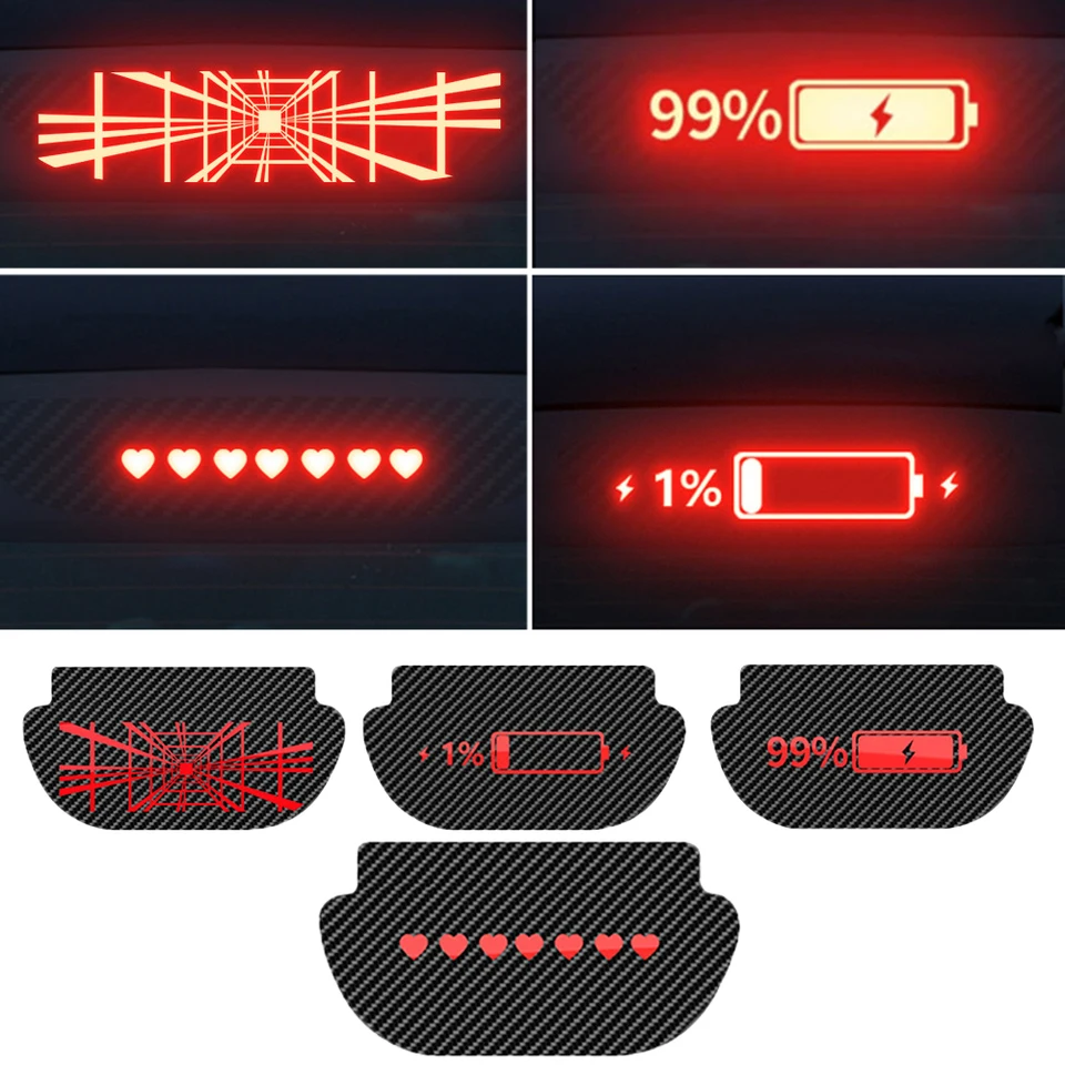 Pre Tesla Model Y auto Vysoko namontovaná brzdová lampa pre projekciu brzdy uhlíkový automobil PVC Mäkké nálepky s horným chvostom Svetlo Znaky