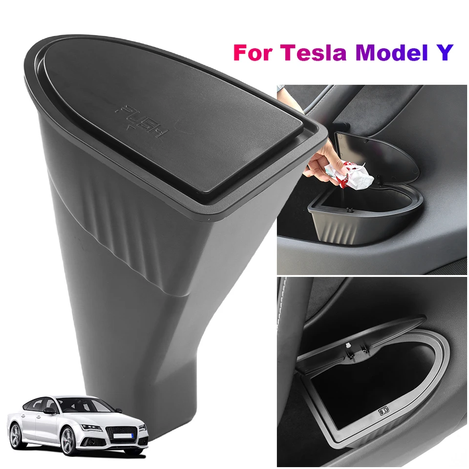 Pre Tesla Model Y Dvery Trash môže stlačiť typ vozidla interiérové ​​úložisko Modifikácia ABS predných dverí Kôš.