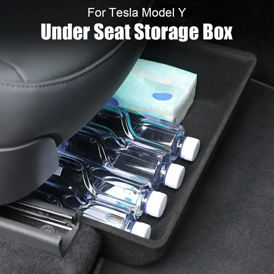 Pre Tesla Model y vysoko kapacita organizátora puzdro na plsnú handričku držiak pod sedadlom skryté skrinky Storage Box Black Worldmuma