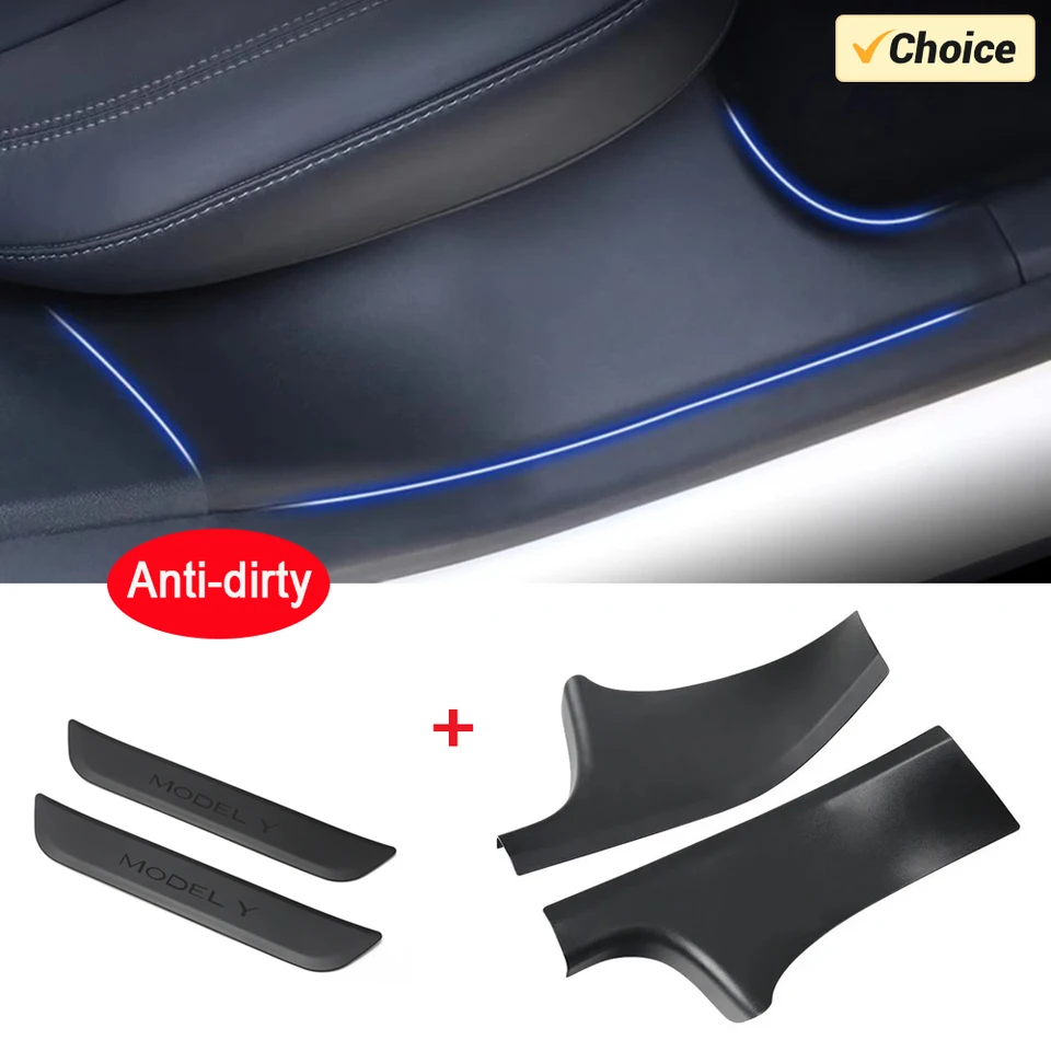Pre Tesla Model Y Zadné dvere SILL Ochranné podložky kryt chrániče prahu nárazníka SILL Originálne auto Anti Kick Pads Príslušenstvo