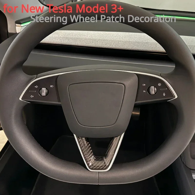 Pre Tesla New Model 3 Highland 2024 Aktualizovaný volant Real Uhlík Dekoratívne záplaty interiérové ​​dekorácie Príslušenstvo