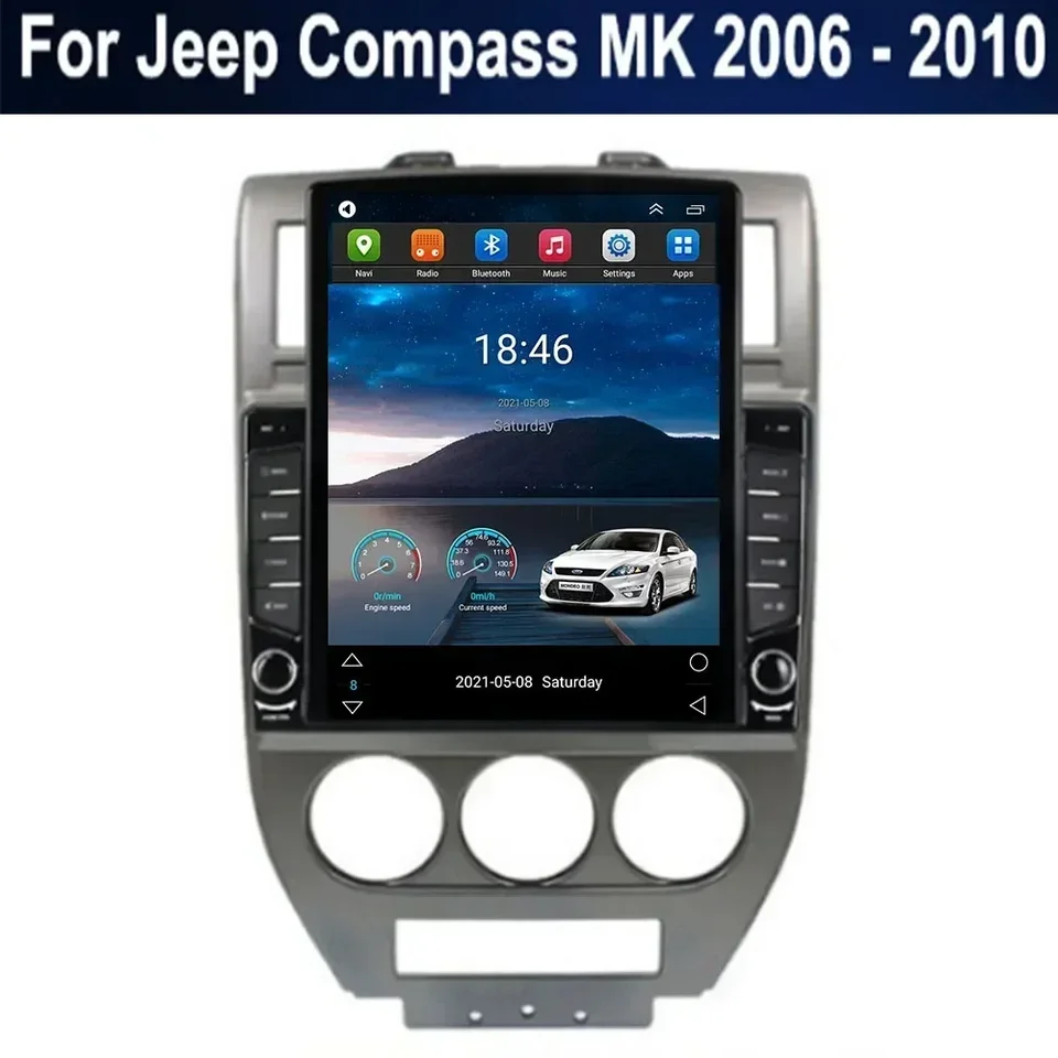 Pre Tesla Style 2Din Android 13 Car Radio pre Jeep Compass MK 2006 - 2010 Multimedia video prehrávač GPS Stereo Carplay DSP Camera DSP