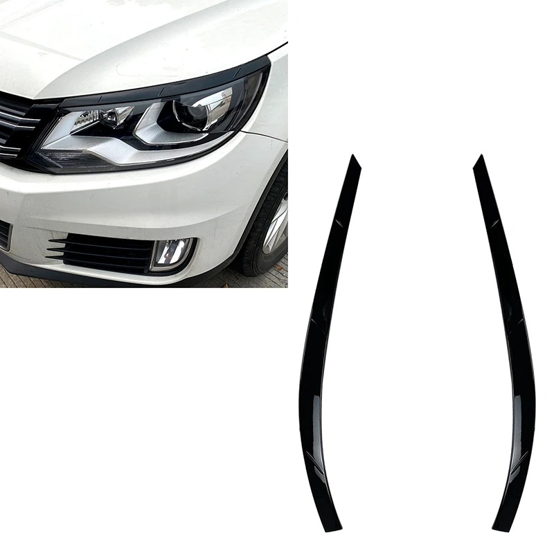 Pre Tiguan MK1 2011-2016 Čierne nálepka na predné svetlomety obočia obočie Orezové kryt