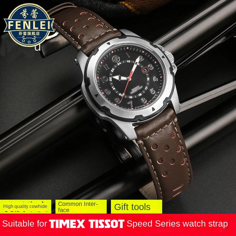 Pre Timex Tissot Speed ​​Series Vysoko kvalitné vinobranie originálne kožené hodinky doplnky Headlayer Cowhide Watchband pás 22 mm mužov