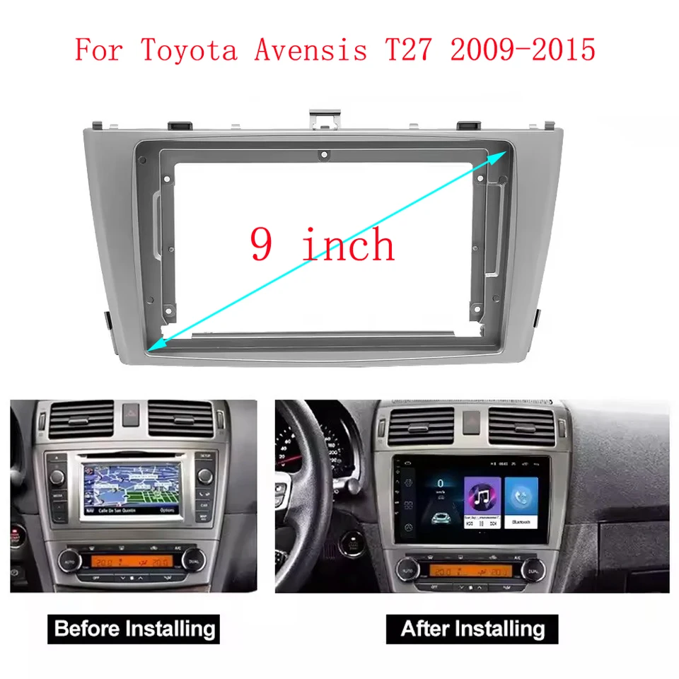Pre Toyota Avensis T27 2009-2015 (9inch) Car Radio Fascias Android GPS MP5 Stereo prehrávač 2DIN HEAD UNIT DASH RÁM INSTALA RÁM