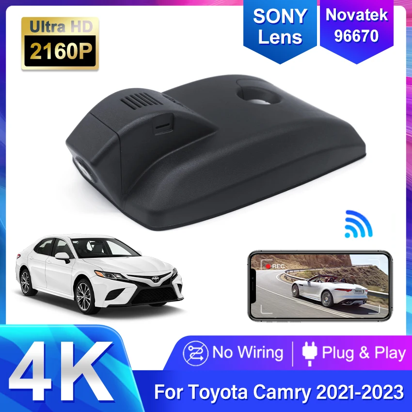 Pre Toyota Camry 2021 2022 2023 predná a zadná 4K Dash Cam pre kameru Camera Camera Dashcam WiFi Car DVR DVR Zariadenia