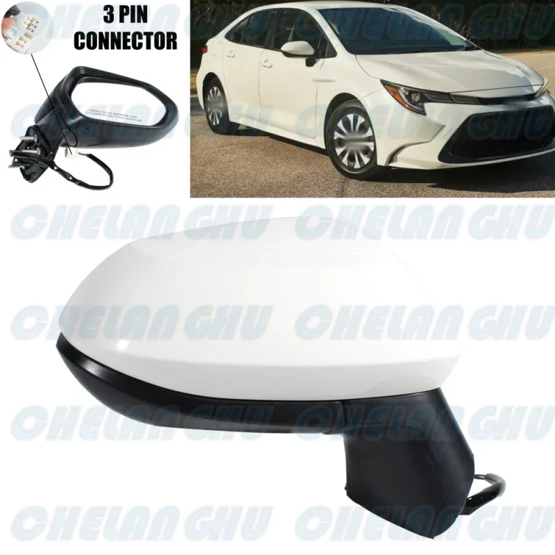 Pre Toyota Corolla 2020 2021 2022 Verzia v USA pravá strana 3 kolíky biele maľované zrkadlo Zostava Montáž