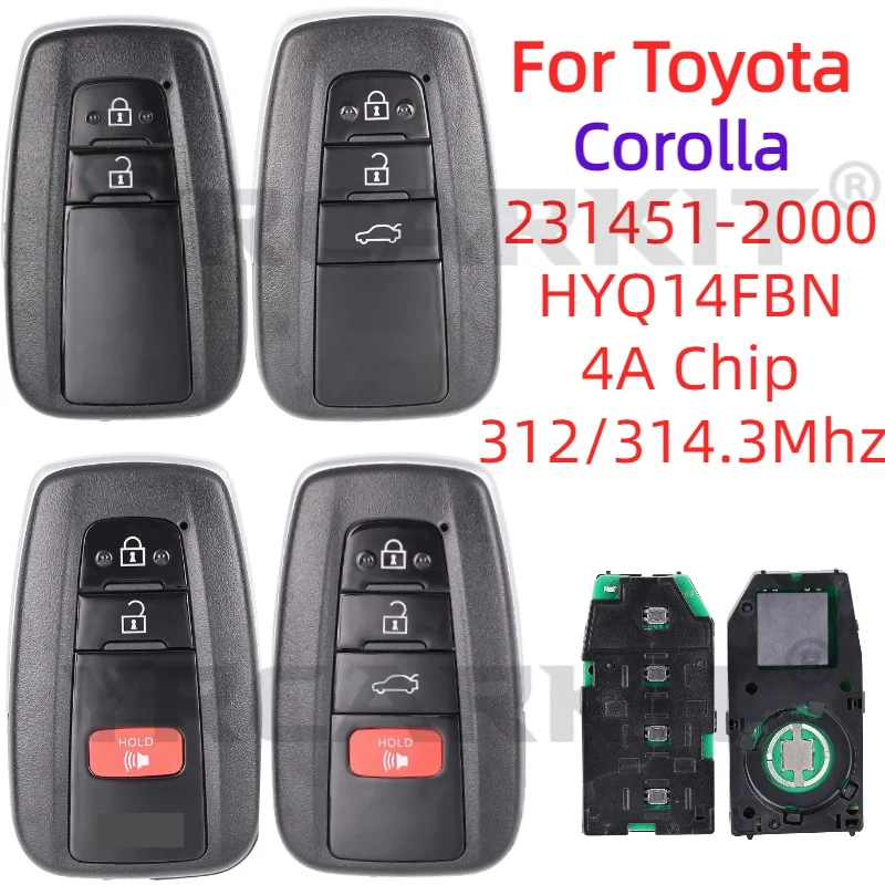Pre Toyota Corolla 231451-2000 Kľúč diaľkového ovládača Hyq14FBN 4A Chip 312/314MHz pre Brazíliu 2019 2020 2021 2022