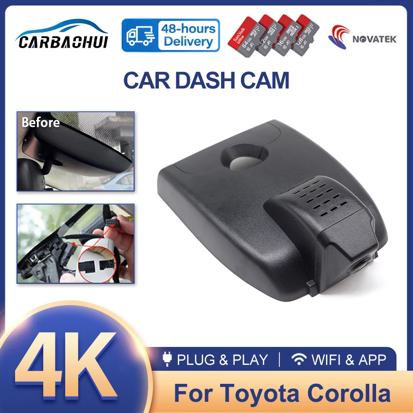 Pre Toyota Corolla Altis E210 12. Gen 4K HD Dash Cam pre kameru Camera Camera Dashcam WiFi CAR DVR DVR Zariadenia Doplnky príslušenstva