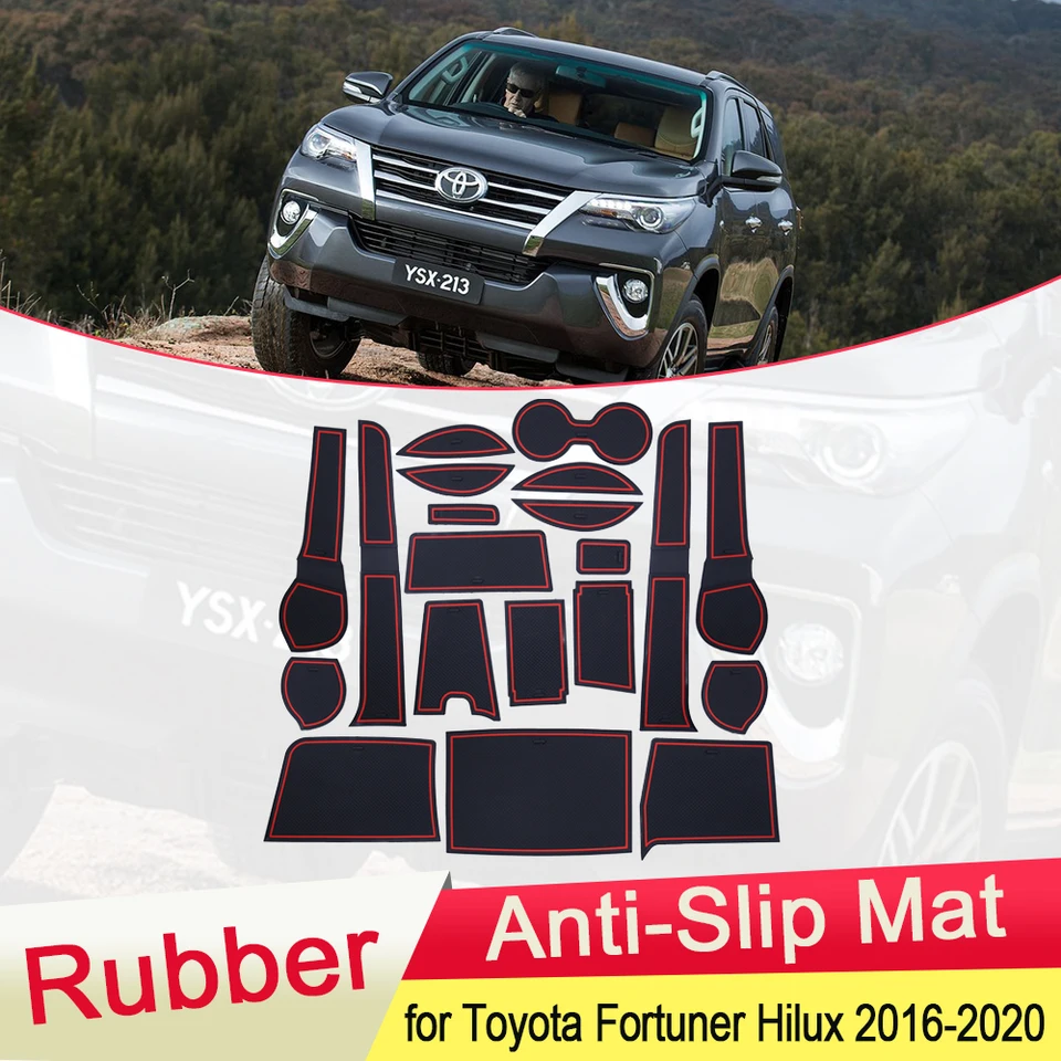 pre Toyota Fortuner SW4 SR5 AN150 AN160 2016 ~ 2020 GUMBER proti sklzu rohož dvere Groove Cup Coaster Coaster Coaster Accessories 2017